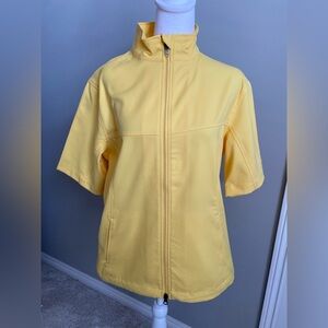 Kate Lord Womens Pullover Yellow Double Zipper Short Sleeve Rain Golf Top Size M